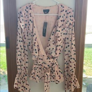 bebe Elora Ruffle V Neck Top